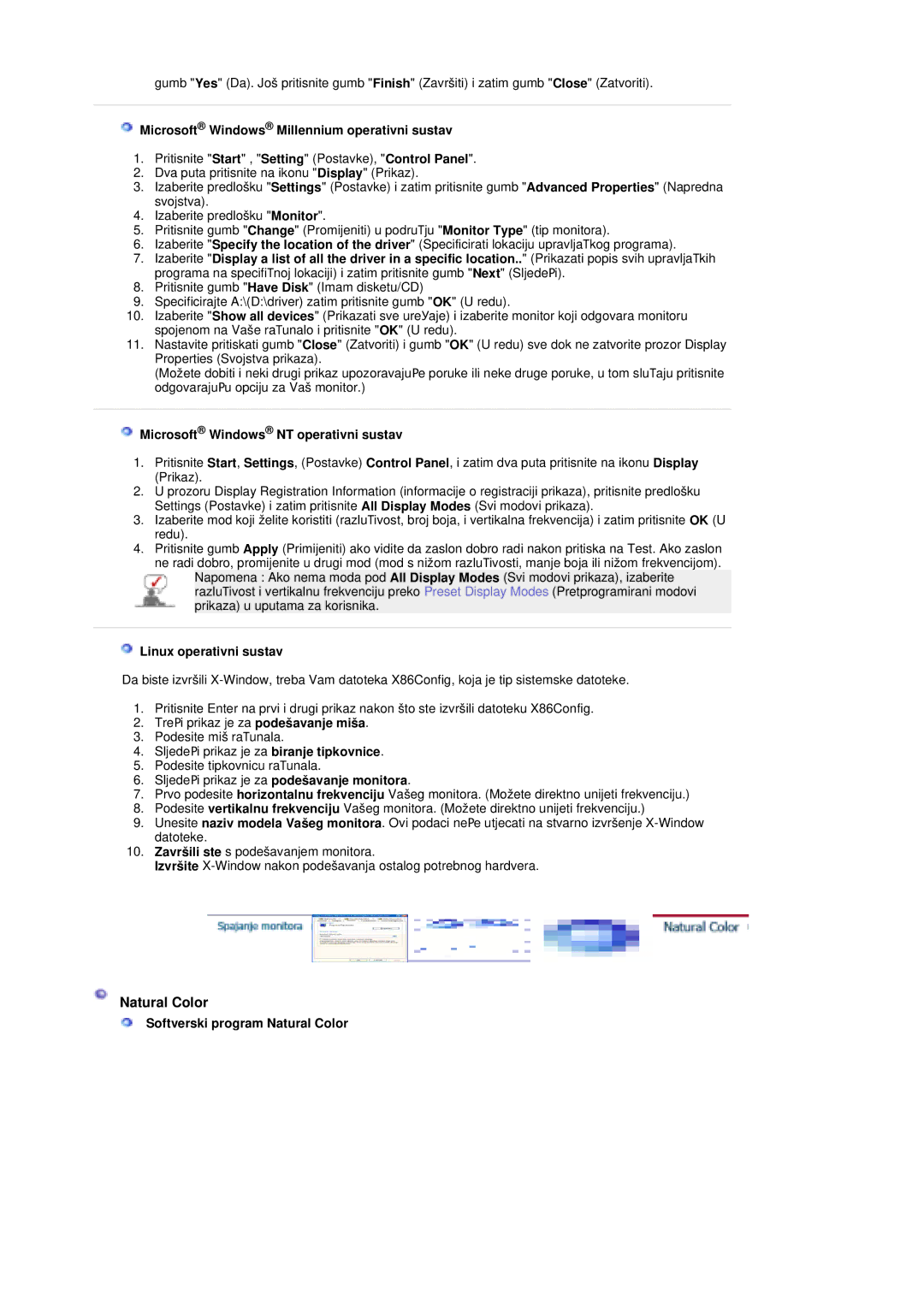 Samsung MZ19FSSS/EDC Natural Color, Microsoft Windows Millennium operativni sustav, Microsoft Windows NT operativni sustav 