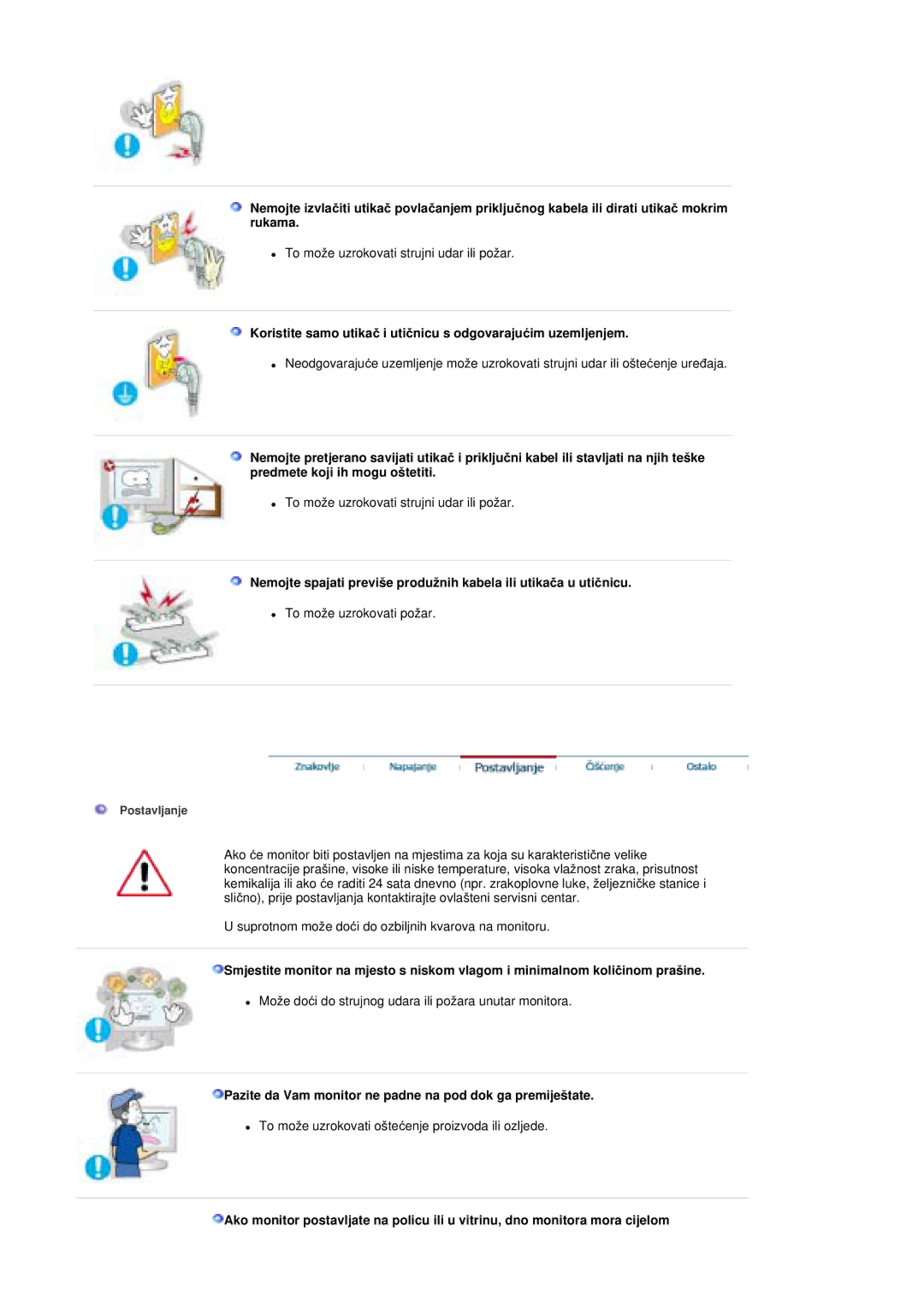 Samsung MZ19FSSS/EDC manual Koristite samo utikaþ i utiþnicu s odgovarajuüim uzemljenjem 