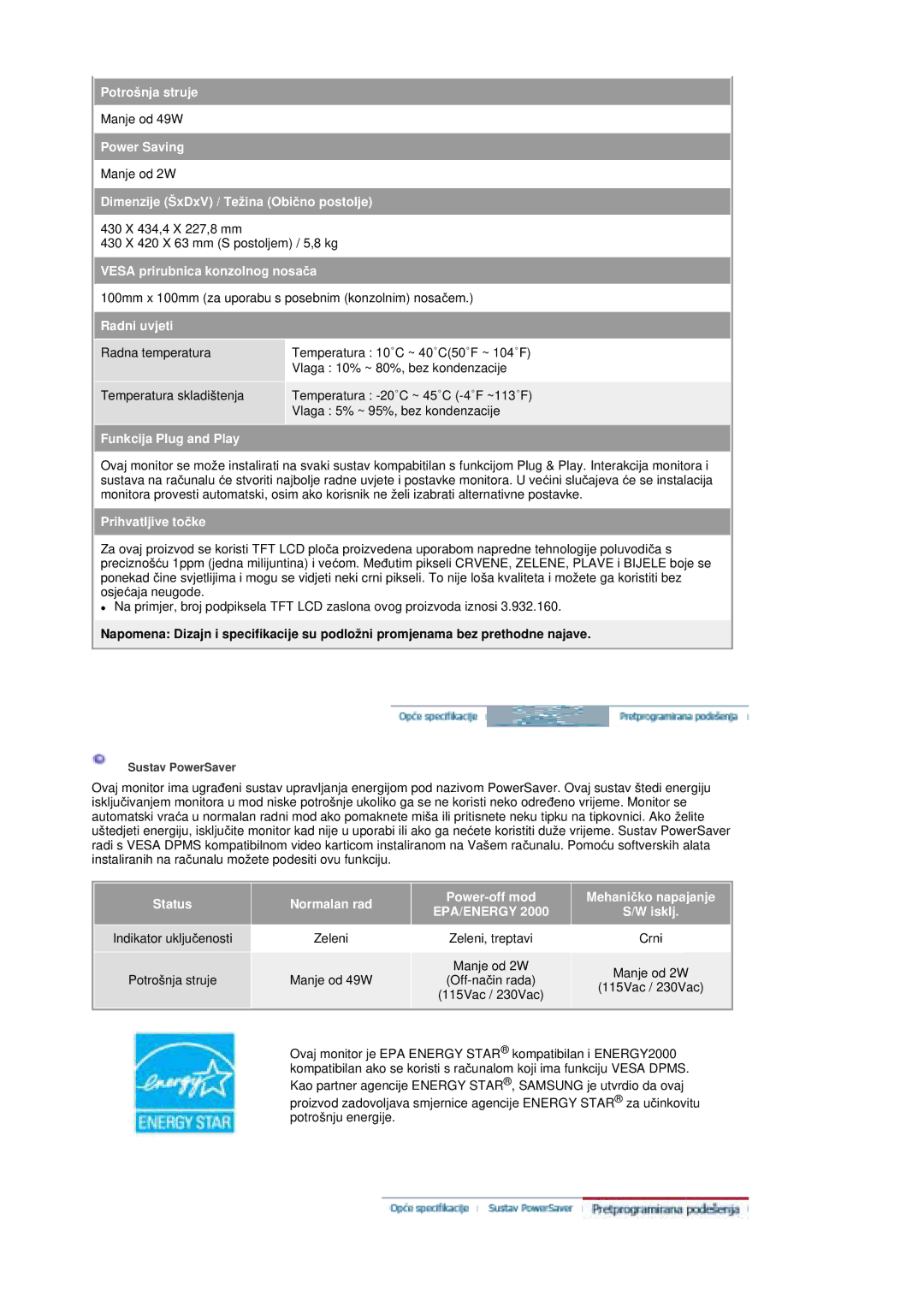 Samsung MZ19FSSS/EDC manual Epa/Energy 