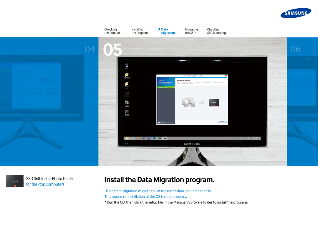 Samsung MZ7TE250LW, MZ7PD512Z, MZ7PD512BW manual Install the Data Migration program 