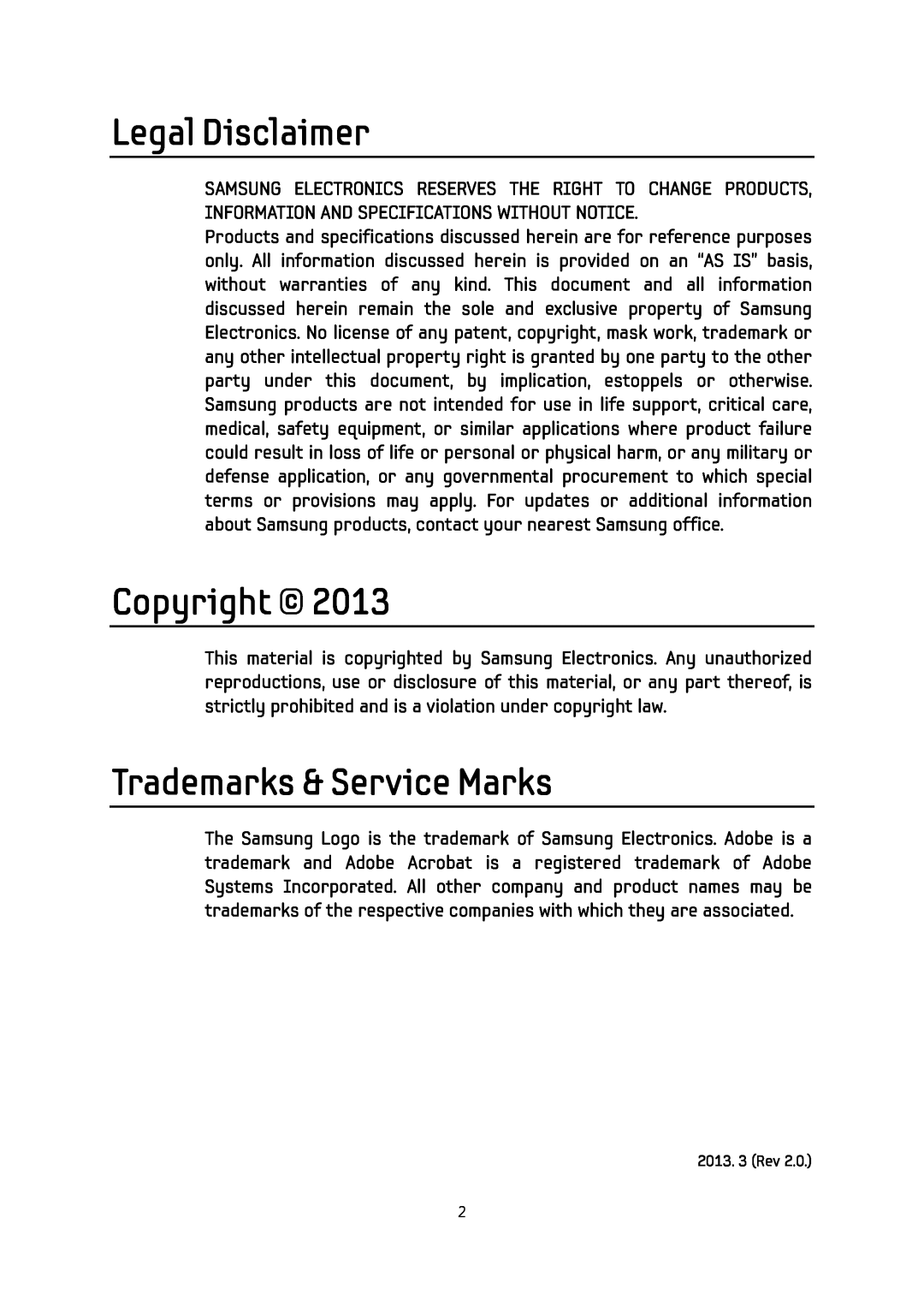 Samsung NP300E4CA07JM, MZMTD128HAFV00000, MZ7PC128Z manual Legal Disclaimer, Copyright, Trademarks & Service Marks 