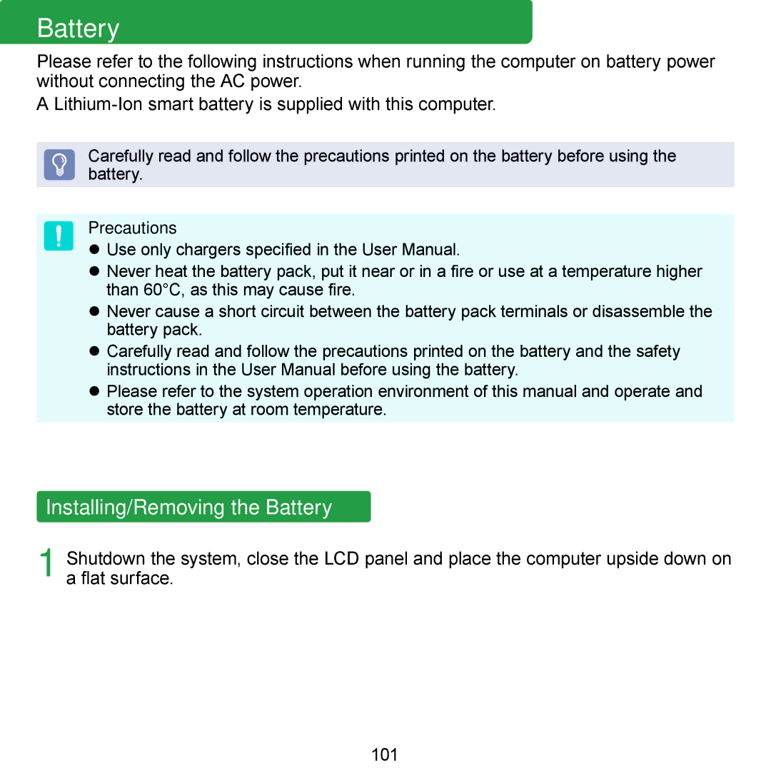 Samsung N140 manual Installing/Removing the Battery, Precautions 