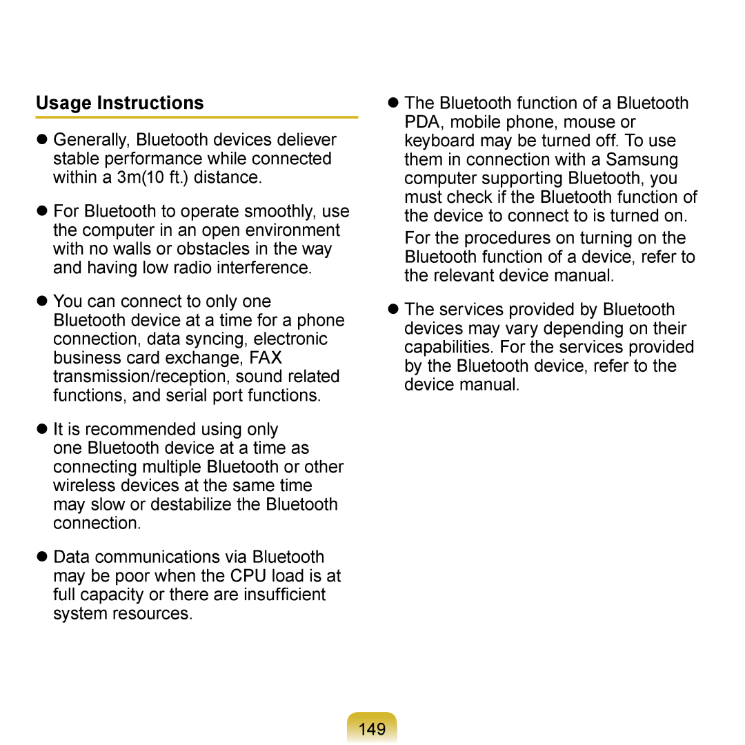 Samsung N140 manual Usage Instructions 