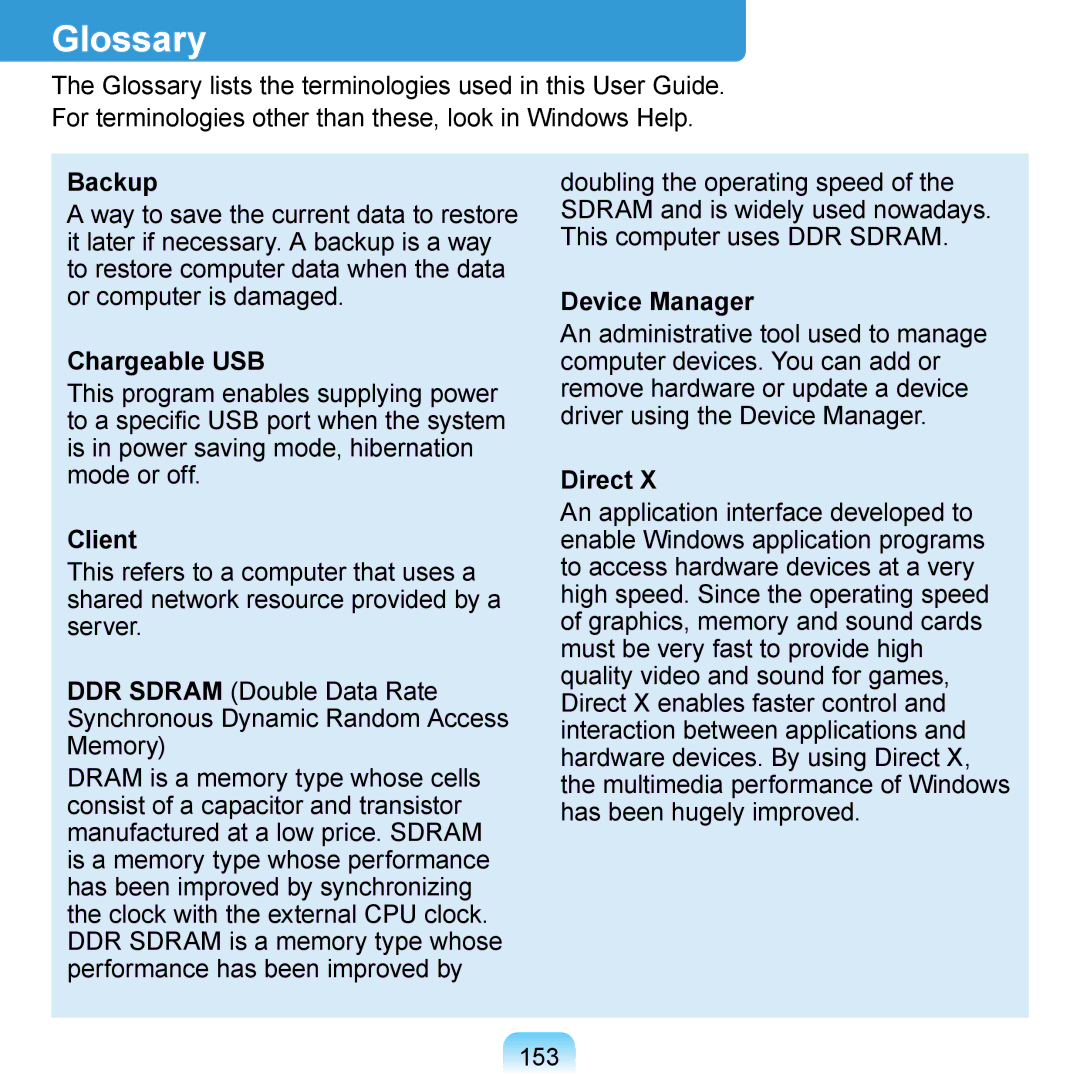 Samsung N140 manual Glossary 