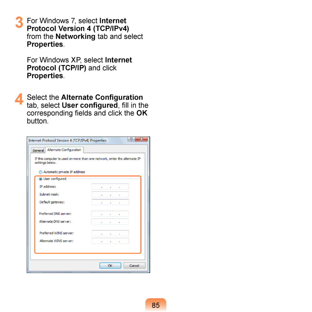 Samsung N140 manual For Windows 7, select Internet 