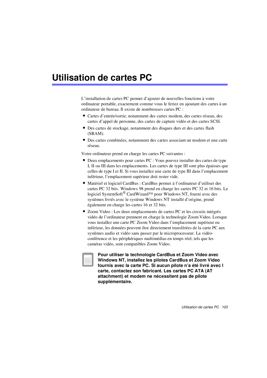 Samsung N640CN2011/SEF, N640CP4007/SEF, N640CN2013/SEF, N640GR4001/SEF, N640GP4001/SEF manual Utilisation de cartes PC 