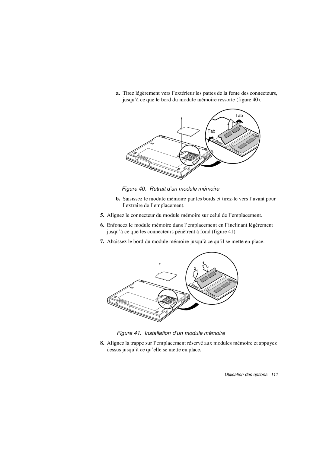 Samsung N640GP4001/SEF, N640CP4007/SEF, N640CN2013/SEF, N640GR4001/SEF, N640CN2011/SEF manual Retrait d’un module mémoire 