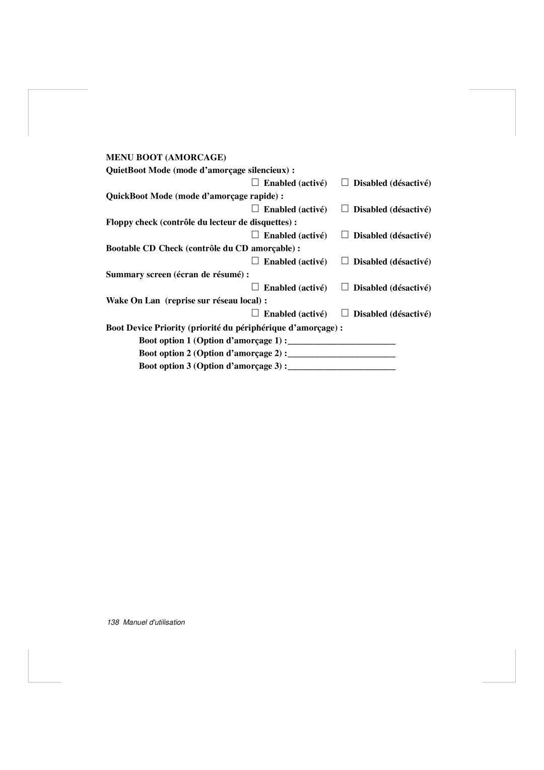 Samsung N640GP4001/SEF, N640CP4007/SEF, N640CN2013/SEF, N640GR4001/SEF, N640CN2011/SEF, N640GR4002/SEF manual Menu Boot Amorcage 