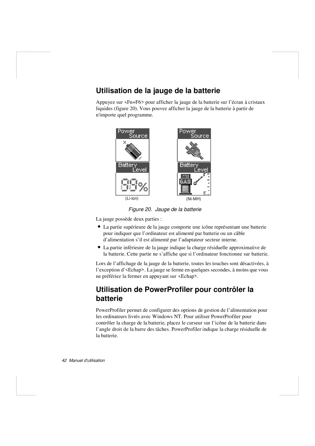 Samsung N640CP4008/SEF Utilisation de la jauge de la batterie, Utilisation de PowerProfiler pour contrôler la batterie 