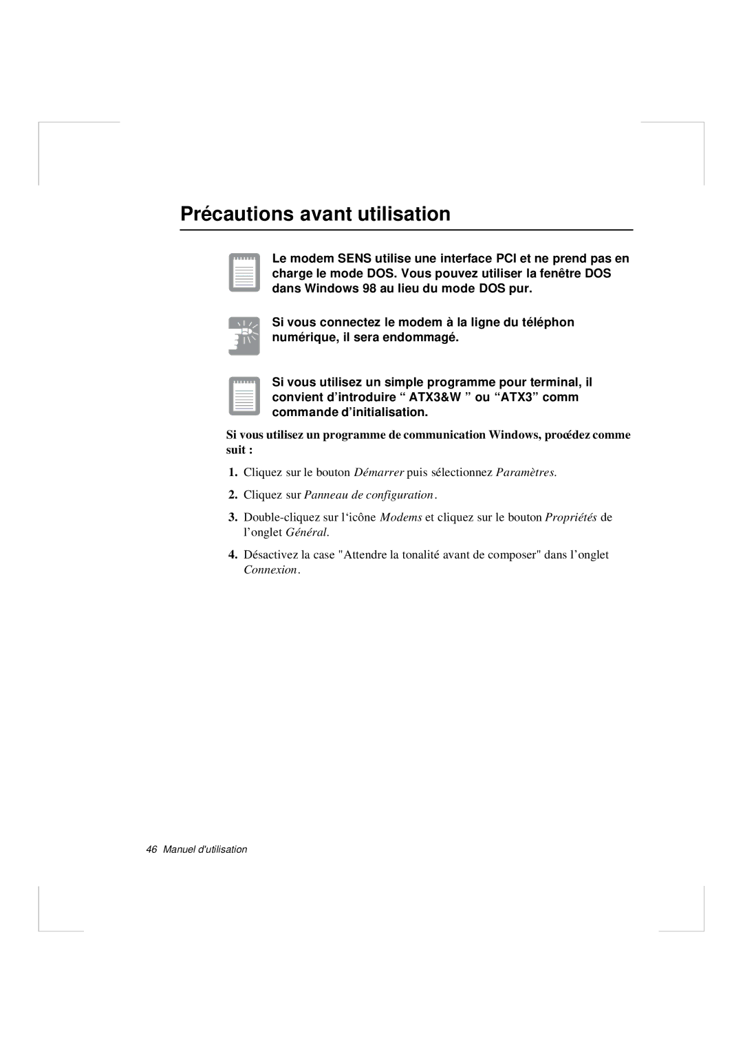 Samsung N640CN2013/SEF, N640CP4007/SEF, N640GR4001/SEF Précautions avant utilisation, Cliquez sur Panneau de configuration 