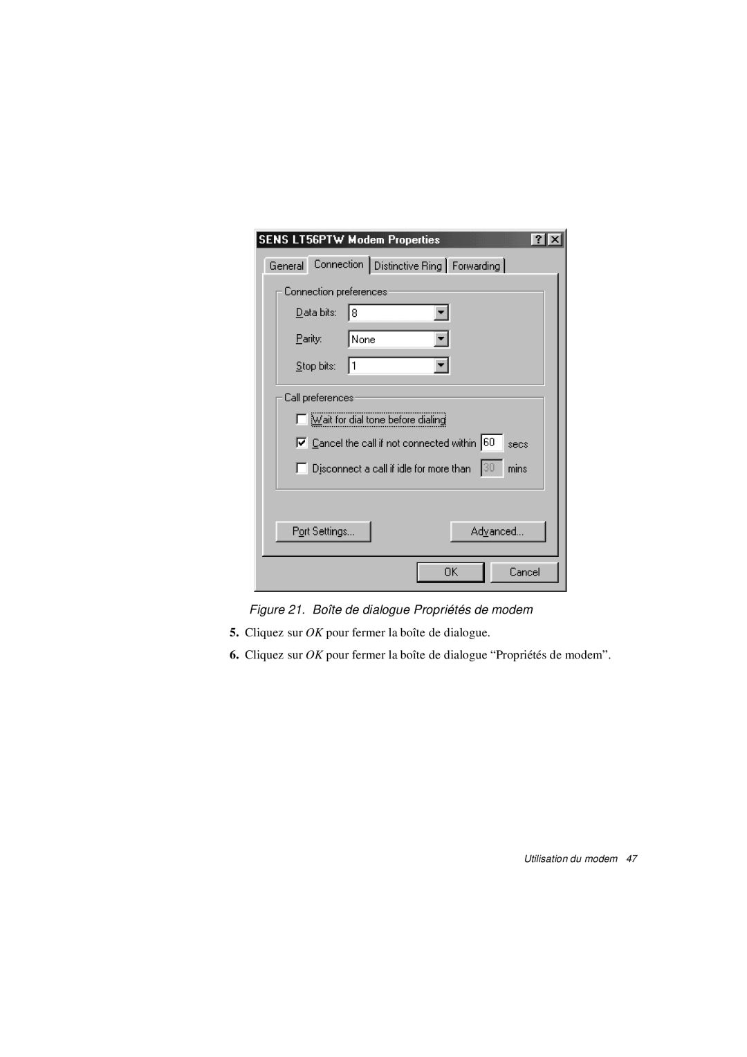 Samsung N640GR4001/SEF, N640CP4007/SEF, N640CN2013/SEF, N640GP4001/SEF, N640CN2011/SEF Boîte de dialogue Propriétés de modem 