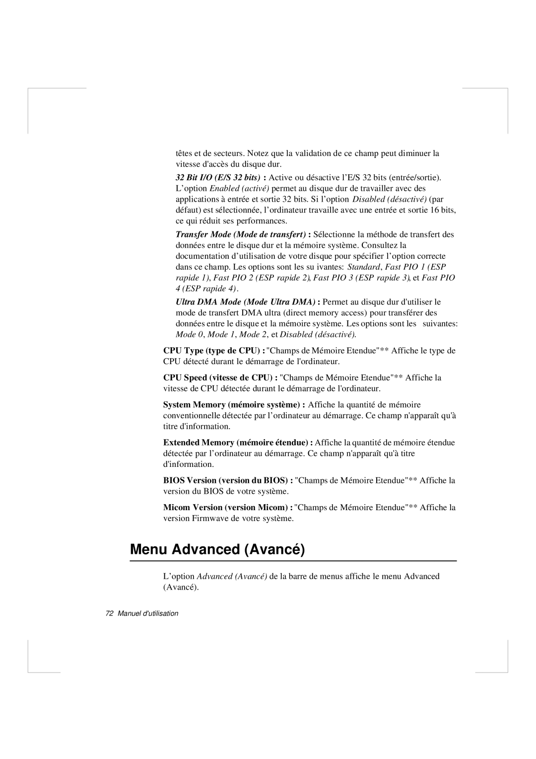 Samsung N640CP4007/SEF, N640CN2013/SEF, N640GR4001/SEF, N640GP4001/SEF, N640CN2011/SEF, N640GR4002/SEF Menu Advanced Avancé 