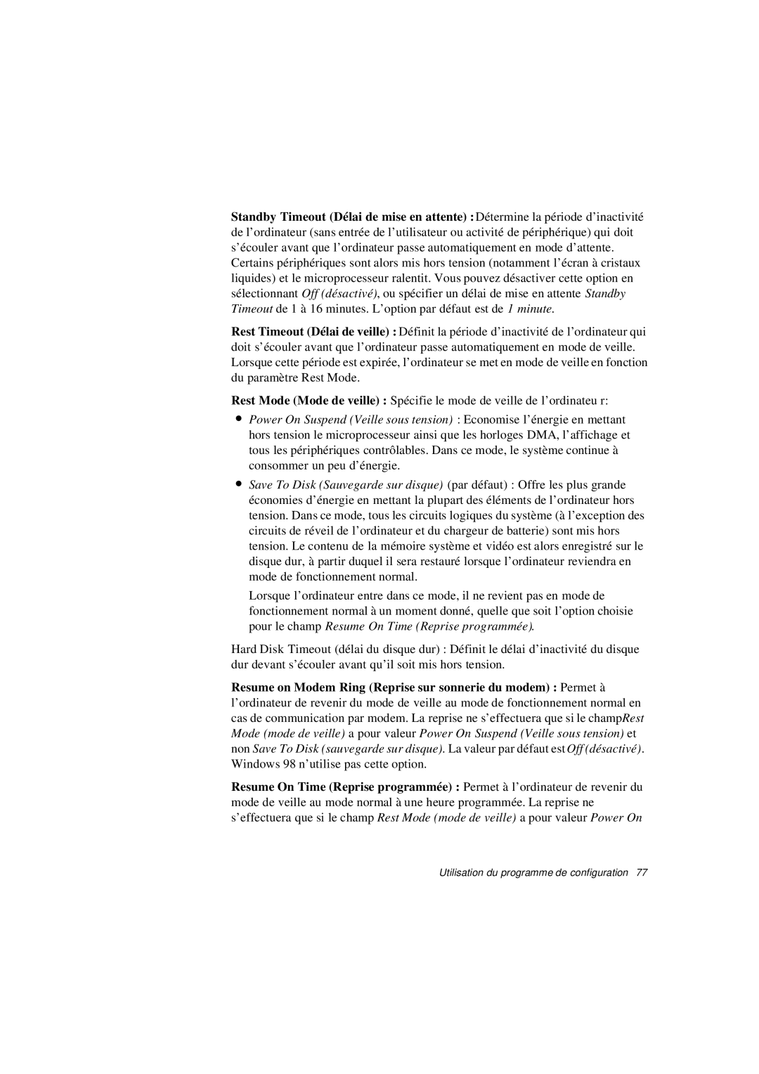 Samsung N640GR4002/SEF, N640CP4007/SEF, N640CN2013/SEF, N640GR4001/SEF manual Utilisation du programme de configuration 