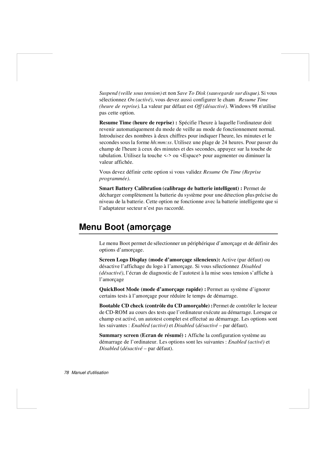 Samsung N640CP4008/SEF, N640CP4007/SEF, N640CN2013/SEF, N640GR4001/SEF, N640GP4001/SEF, N640CN2011/SEF manual Menu Boot amorçage 