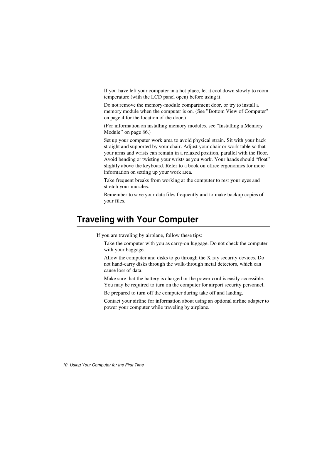 Samsung N640CL2024/EHQ, N640CP4007/SEF, N640CP4024/EHQ, N640CP2006/SEF, N640GP4001/SEF manual Traveling with Your Computer 