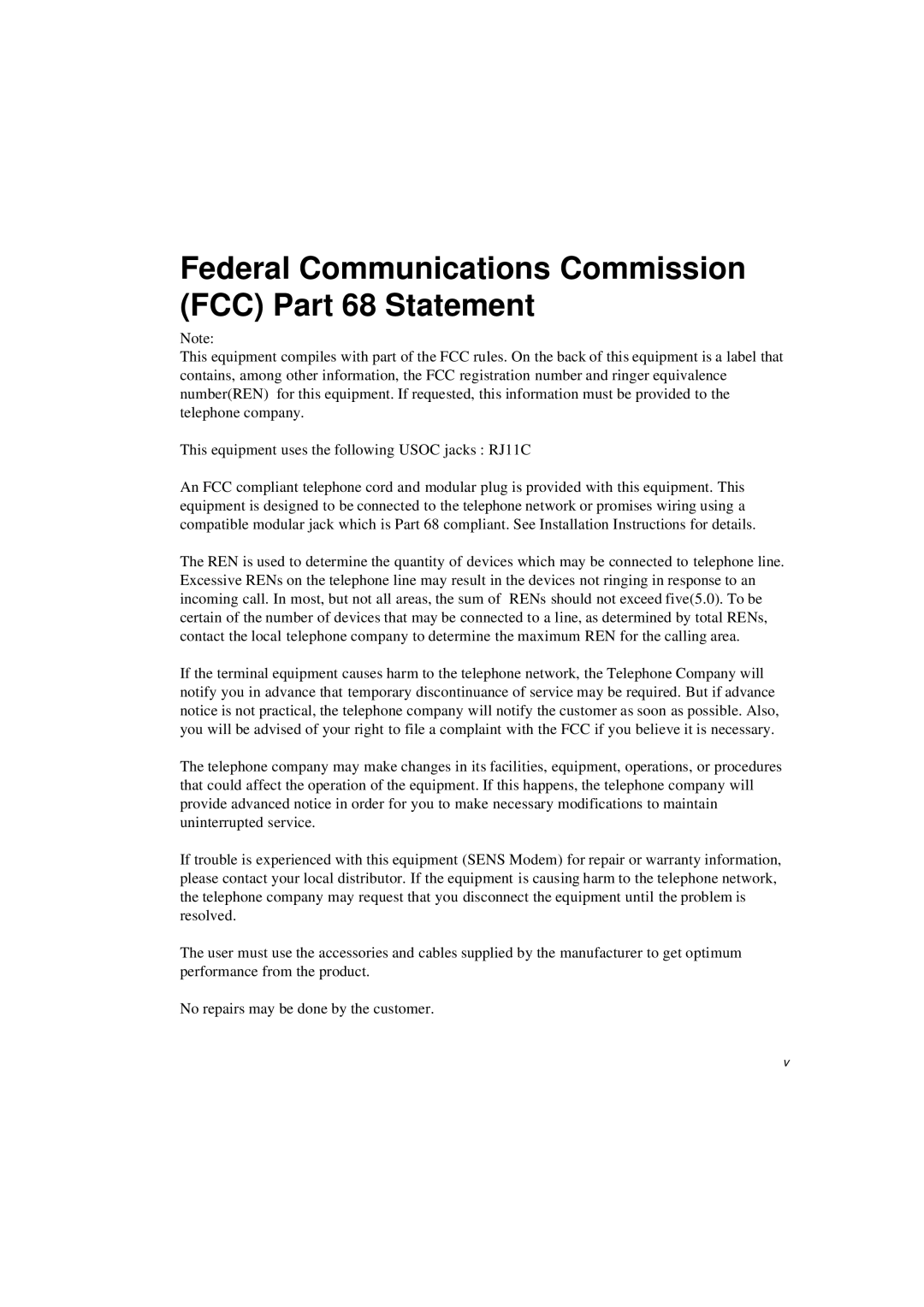 Samsung N640CP2014/EHQ, N640CP4007/SEF, N640CP4024/EHQ manual Federal Communications Commission FCC Part 68 Statement 