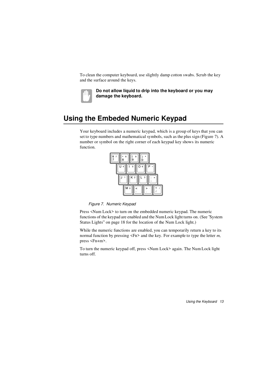 Samsung N640CP4008/SEF, N640CP4007/SEF, N640CP4024/EHQ, N640CP2006/SEF, N640GP4001/SEF manual Using the Embeded Numeric Keypad 