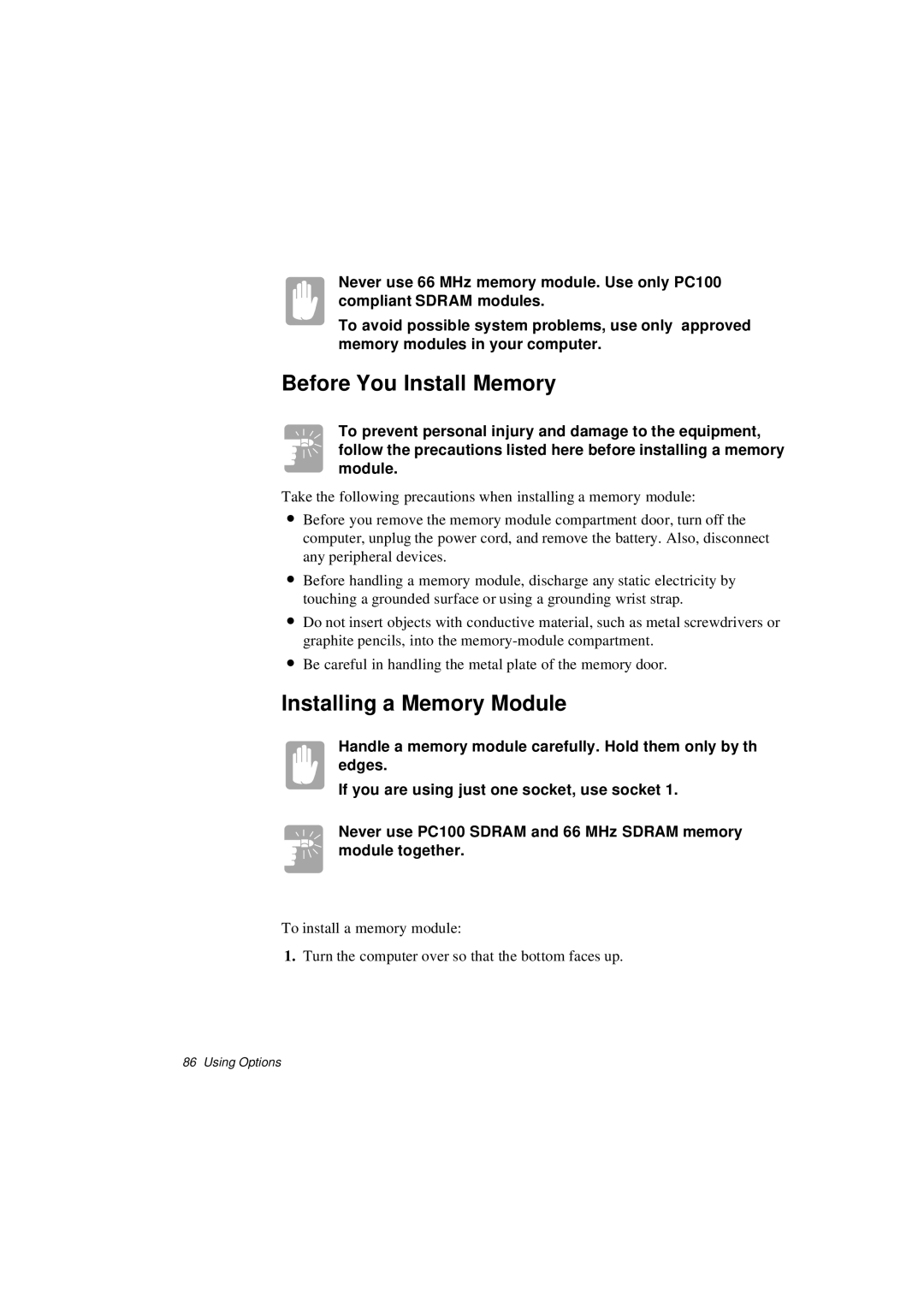 Samsung N640CN2024/EHQ, N640CP4007/SEF, N640CP4024/EHQ, N640CP2006/SEF Before You Install Memory, Installing a Memory Module 