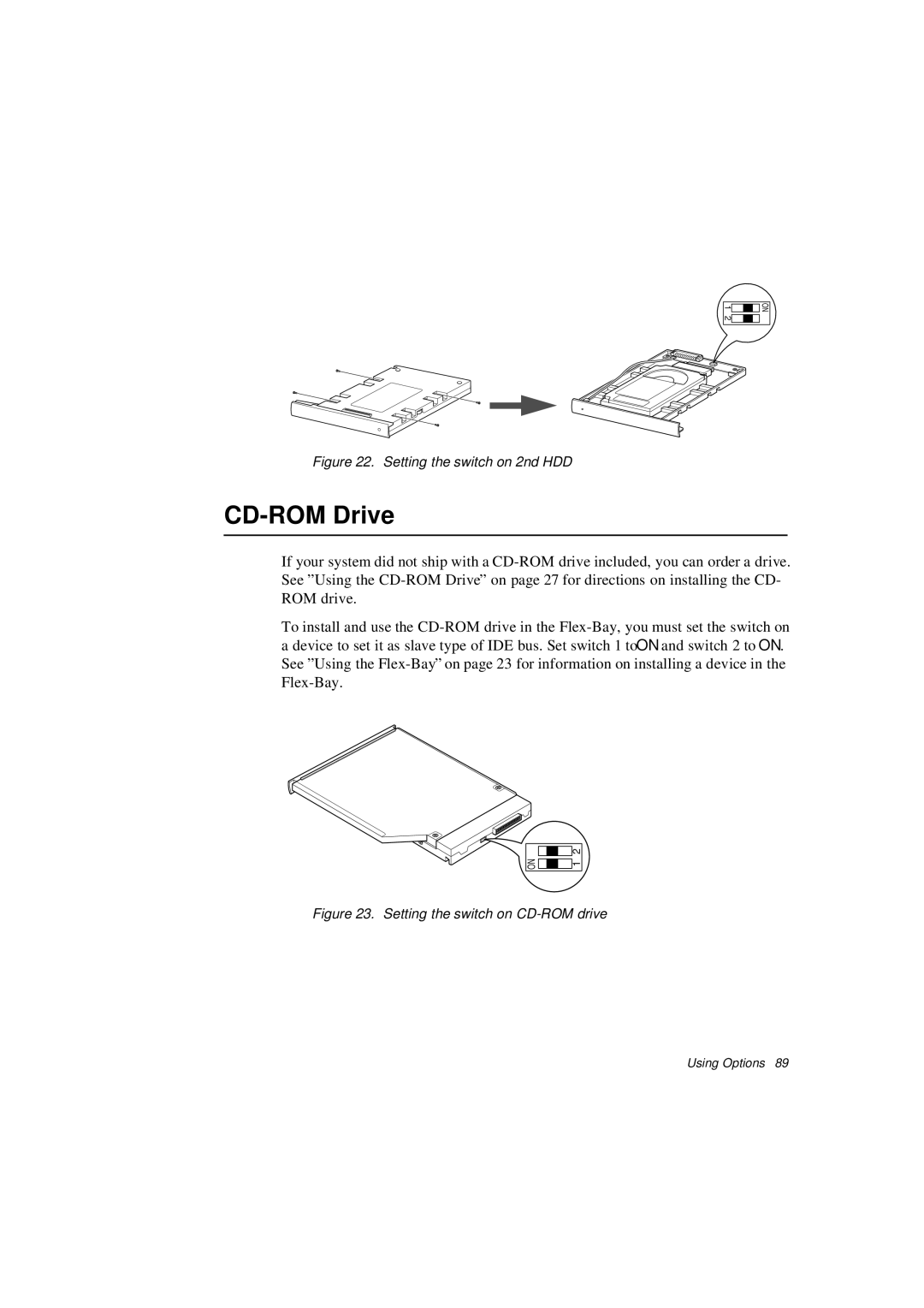 Samsung N640CL2054/EHQ, N640CP4007/SEF, N640CP4024/EHQ, N640CP2006/SEF manual CD-ROM Drive, Setting the switch on 2nd HDD 