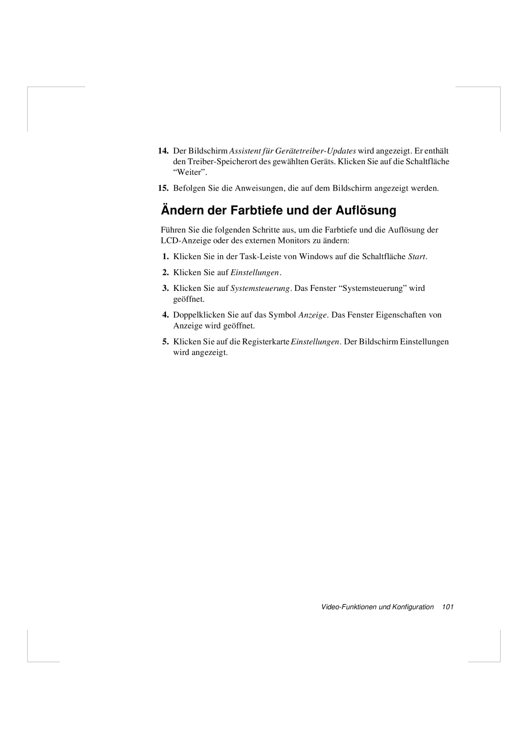 Samsung N640CP4007/SEG, N640GR4002/SEG manual Ändern der Farbtiefe und der Auflösung 