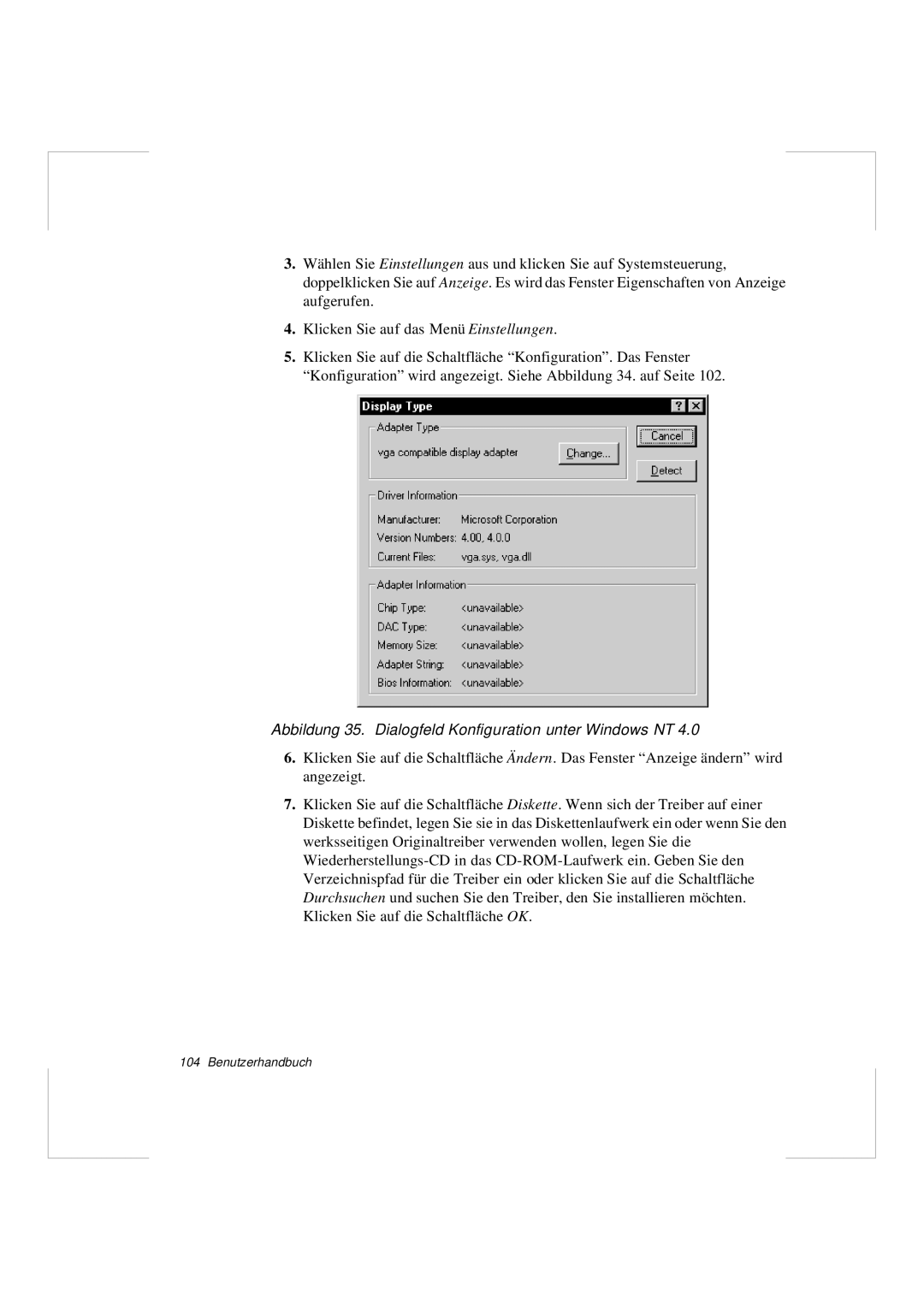 Samsung N640GR4002/SEG, N640CP4007/SEG manual Abbildung 35. Dialogfeld Konfiguration unter Windows NT 