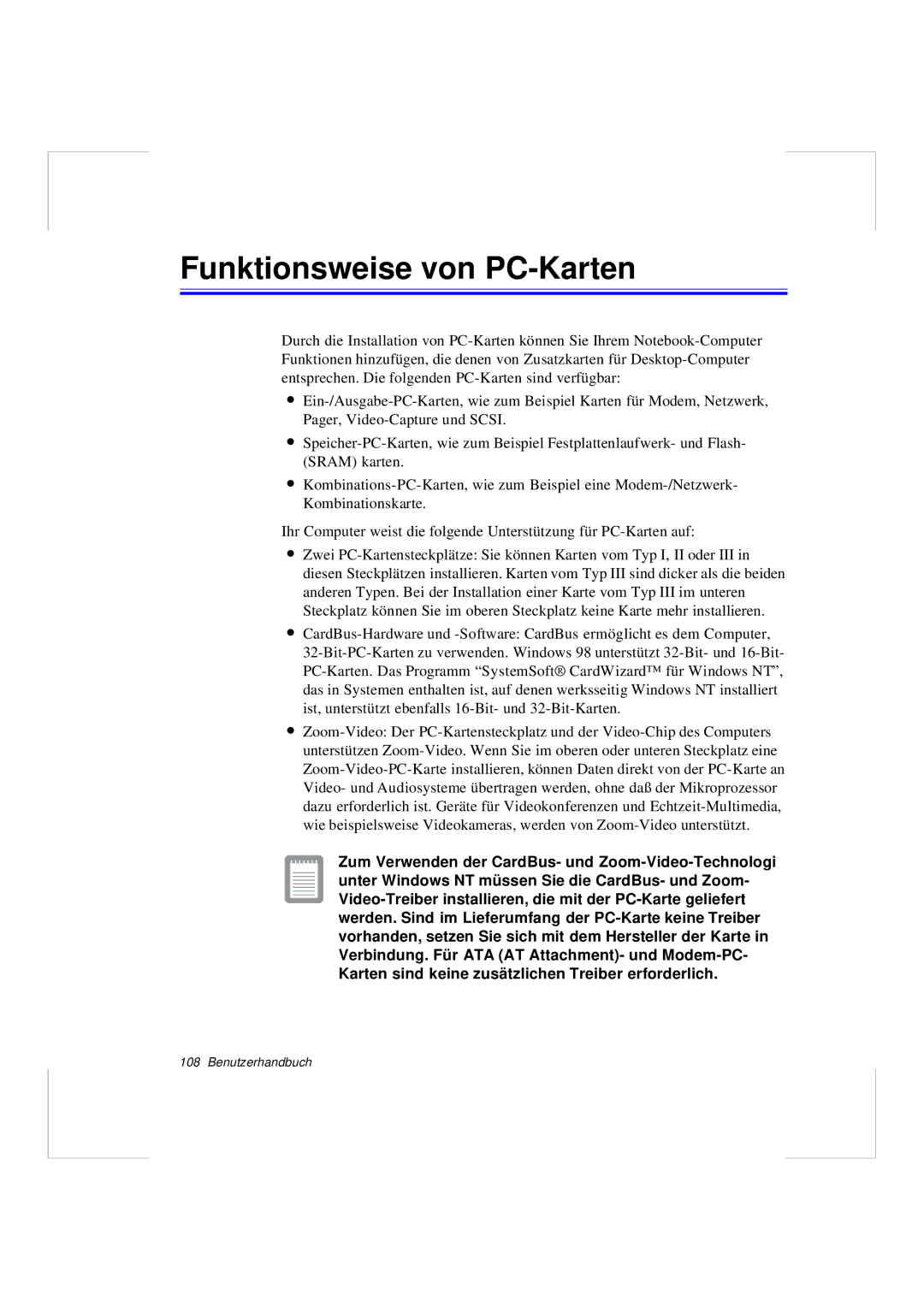 Samsung N640GR4002/SEG, N640CP4007/SEG manual Funktionsweise von PC-Karten 