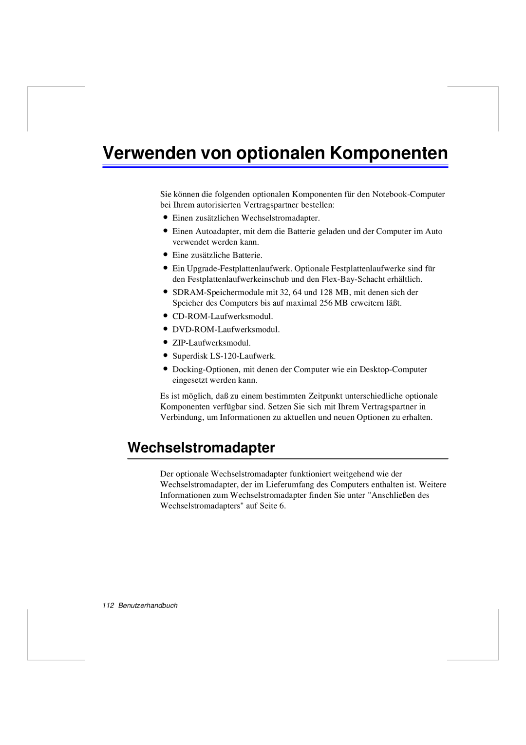 Samsung N640GR4002/SEG, N640CP4007/SEG manual Verwenden von optionalen Komponenten, Wechselstromadapter 