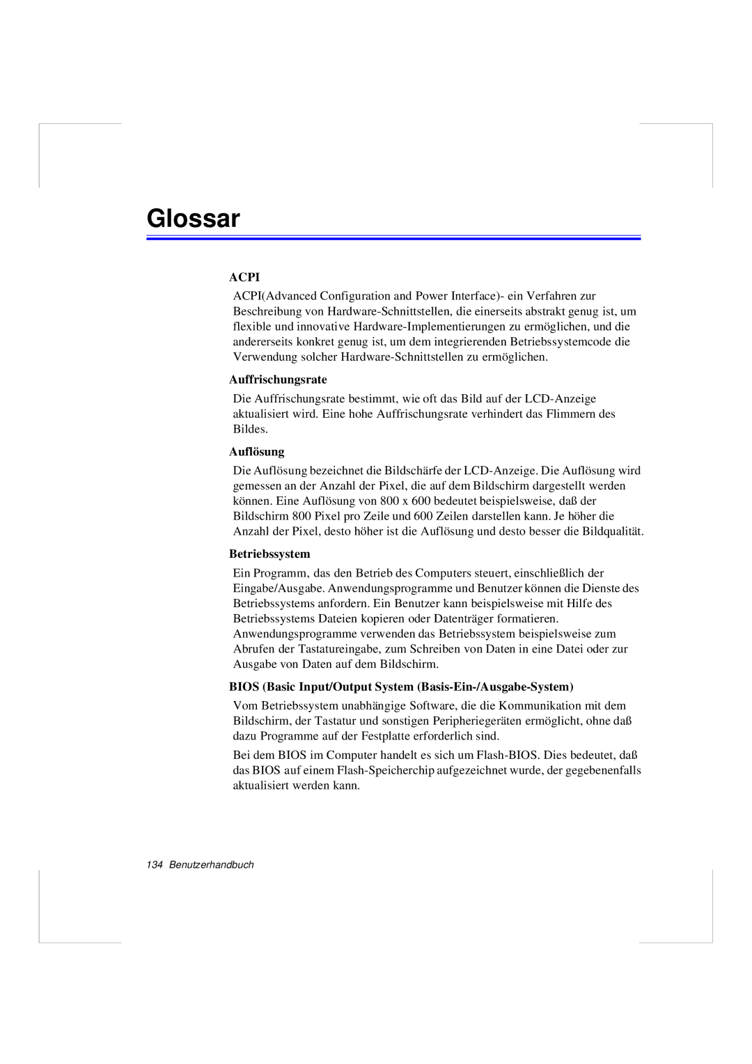 Samsung N640GR4002/SEG, N640CP4007/SEG manual Glossar, Auffrischungsrate, Auflösung, Betriebssystem 