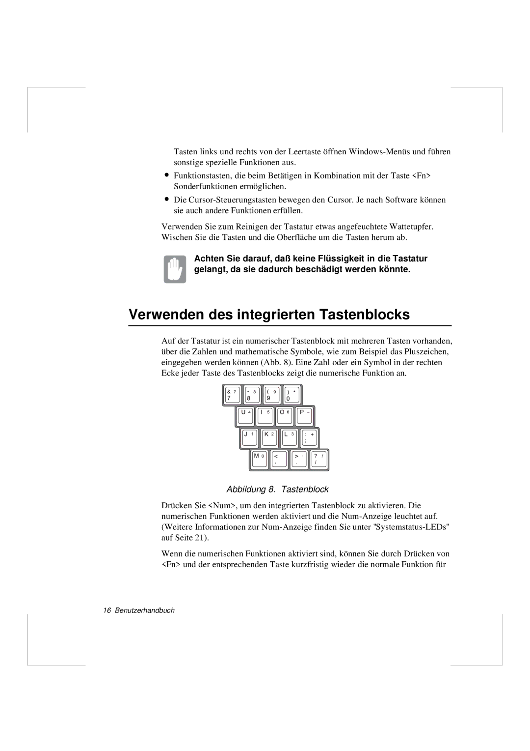 Samsung N640GR4002/SEG, N640CP4007/SEG manual Verwenden des integrierten Tastenblocks, Abbildung 8. Tastenblock 