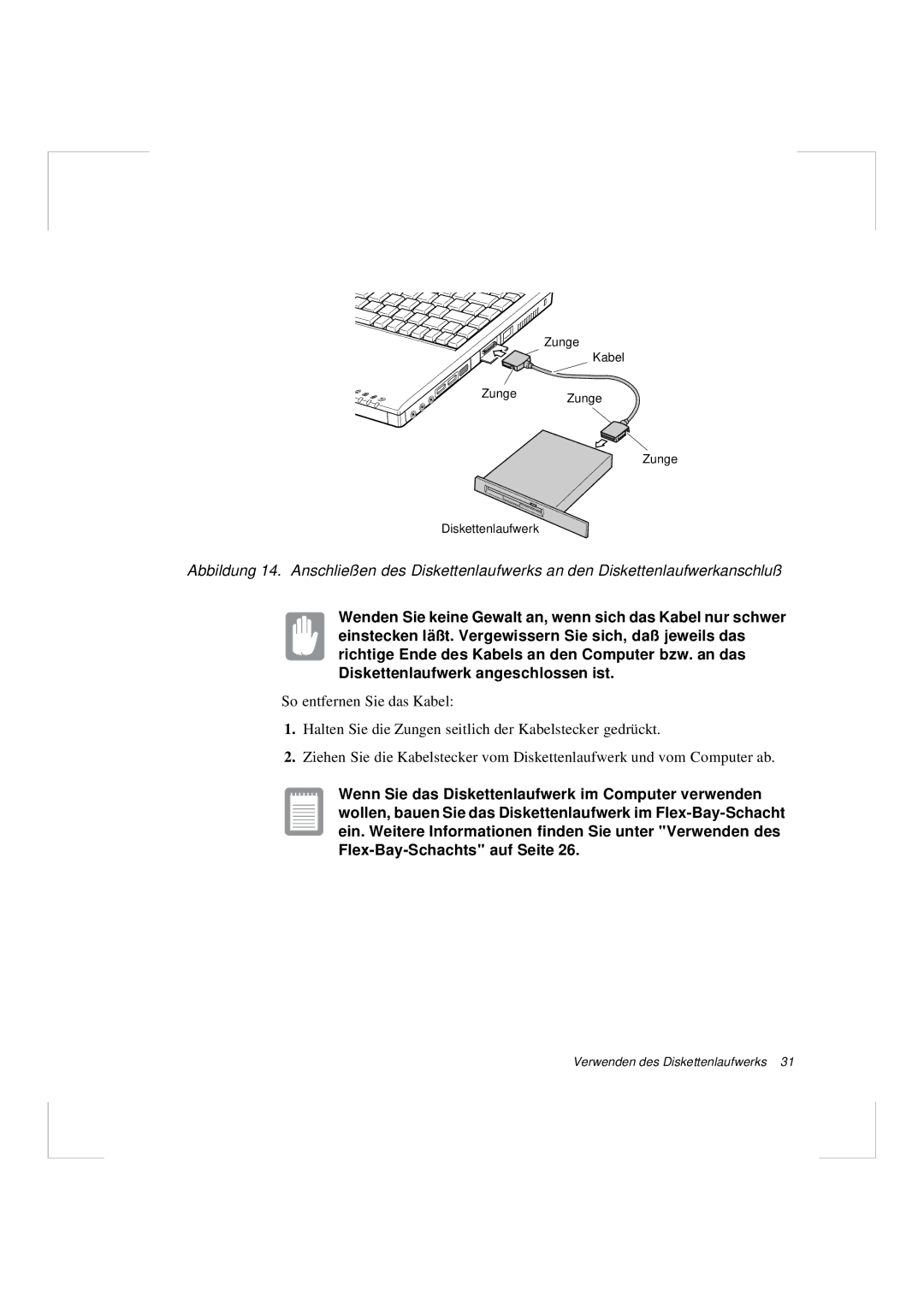 Samsung N640CP4007/SEG, N640GR4002/SEG manual Verwenden des Diskettenlaufwerks 