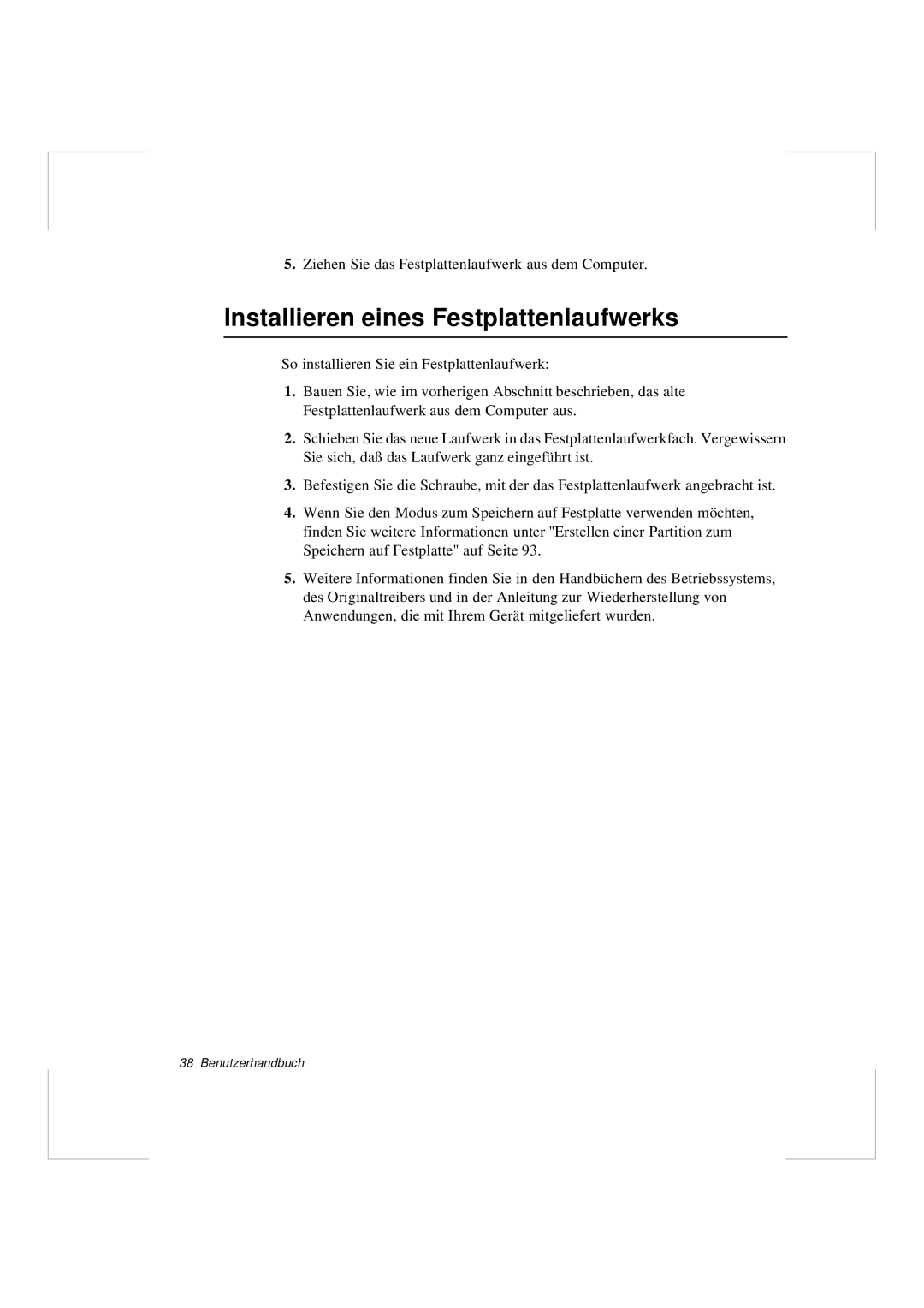 Samsung N640GR4002/SEG, N640CP4007/SEG manual Installieren eines Festplattenlaufwerks 