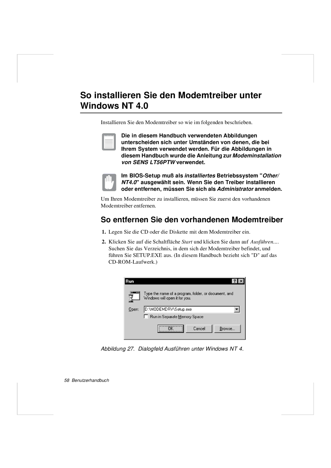 Samsung N640GR4002/SEG, N640CP4007/SEG manual So installieren Sie den Modemtreiber unter Windows NT 