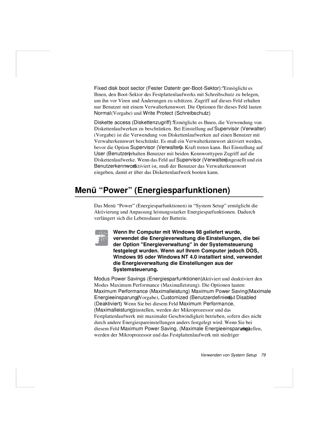 Samsung N640CP4007/SEG, N640GR4002/SEG manual Menü Power Energiesparfunktionen 