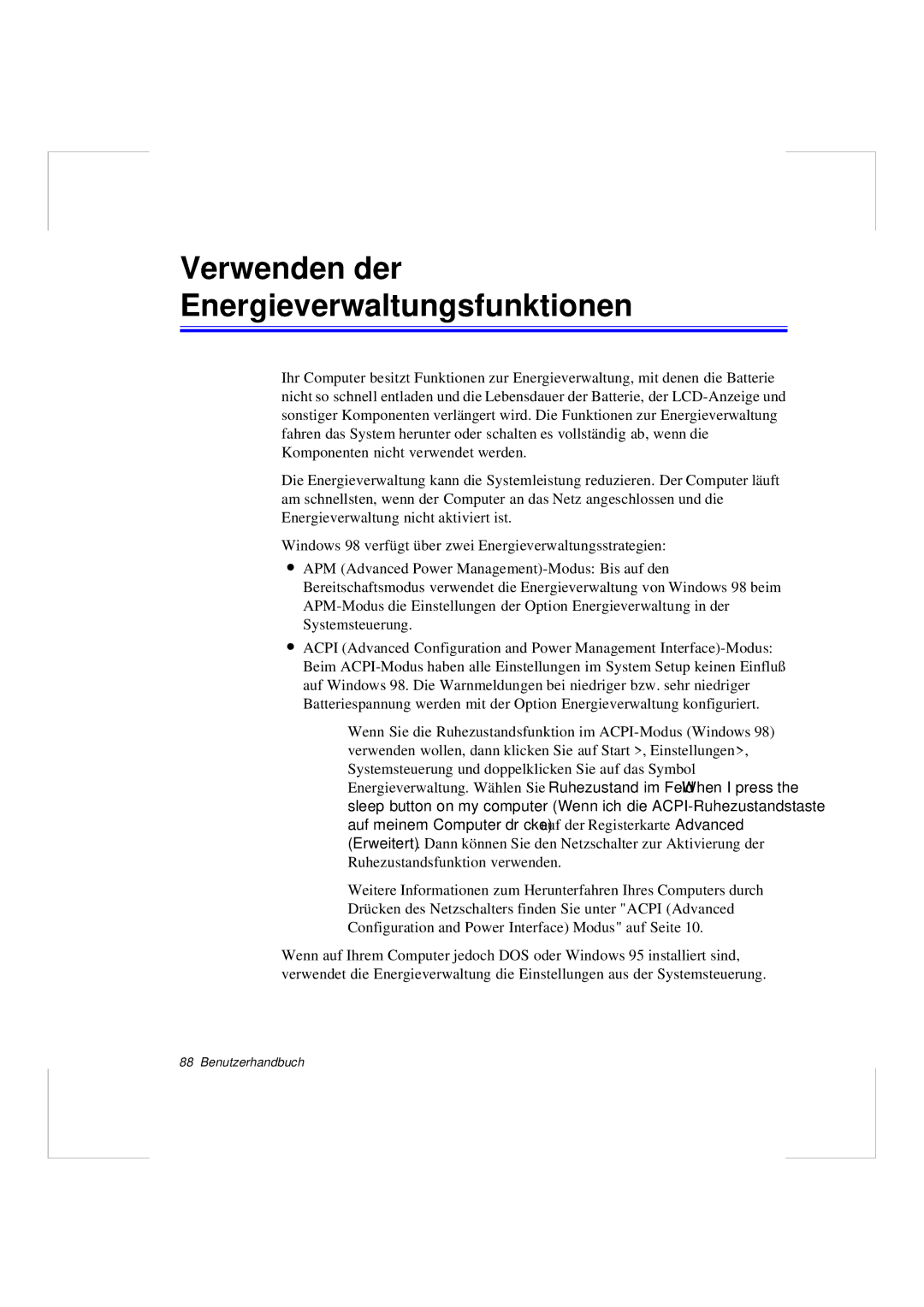 Samsung N640GR4002/SEG, N640CP4007/SEG manual Verwenden der Energieverwaltungsfunktionen 