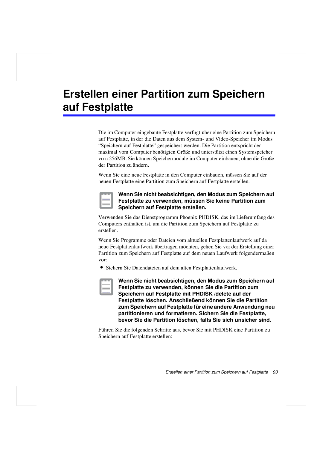 Samsung N640CP4007/SEG, N640GR4002/SEG manual Erstellen einer Partition zum Speichern auf Festplatte 