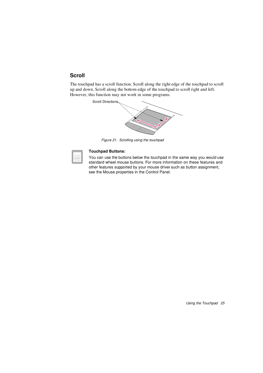 Samsung N760FR2001/SEG, N760GR2003/SEG, N760FS2023/SEG, N760PJ2006/SEG, N760GR2004/SEG manual Scroll, Touchpad Buttons 