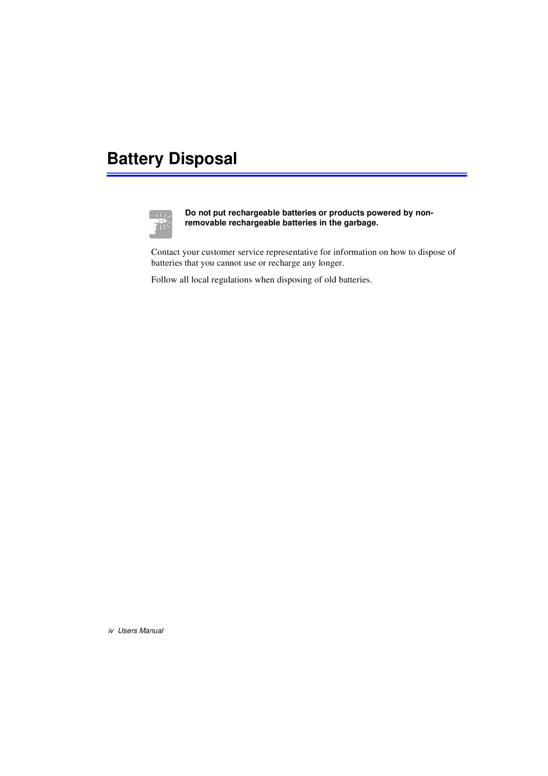 Samsung N760GR2004/SEG, N760GR2003/SEG, N760FS2023/SEG, N760FR2001/SEG, N760PJ2006/SEG, N760PJ2008/SEF manual Battery Disposal 