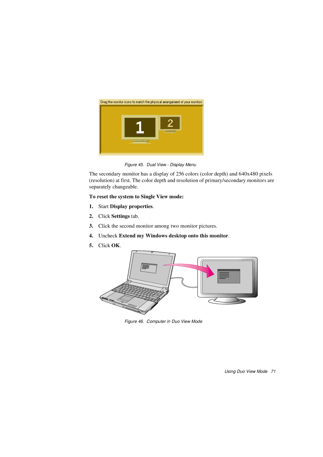 Samsung N760FR2100/SEF, N760GR2003/SEG manual Uncheck Extend my Windows desktop onto this monitor, Dual View Display Menu 