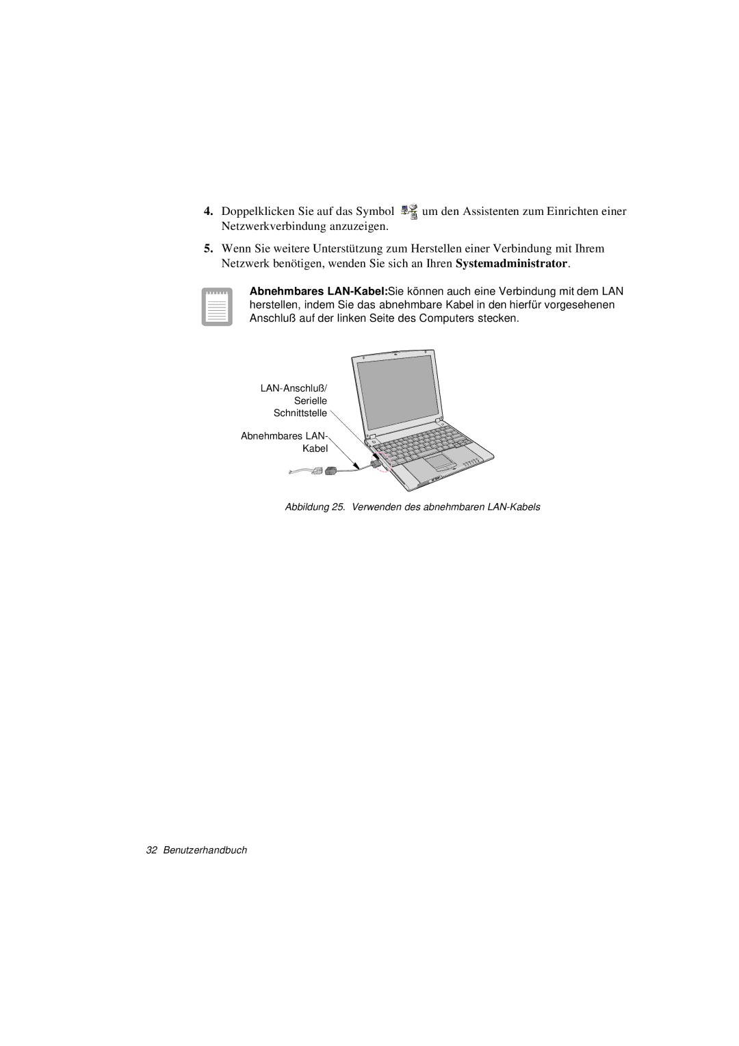 Samsung N760FS2100/SEG, N760GR2003/SEG, N760FS2023/SEG manual LAN-Anschluß Serielle Schnittstelle Abnehmbares LAN Kabel 