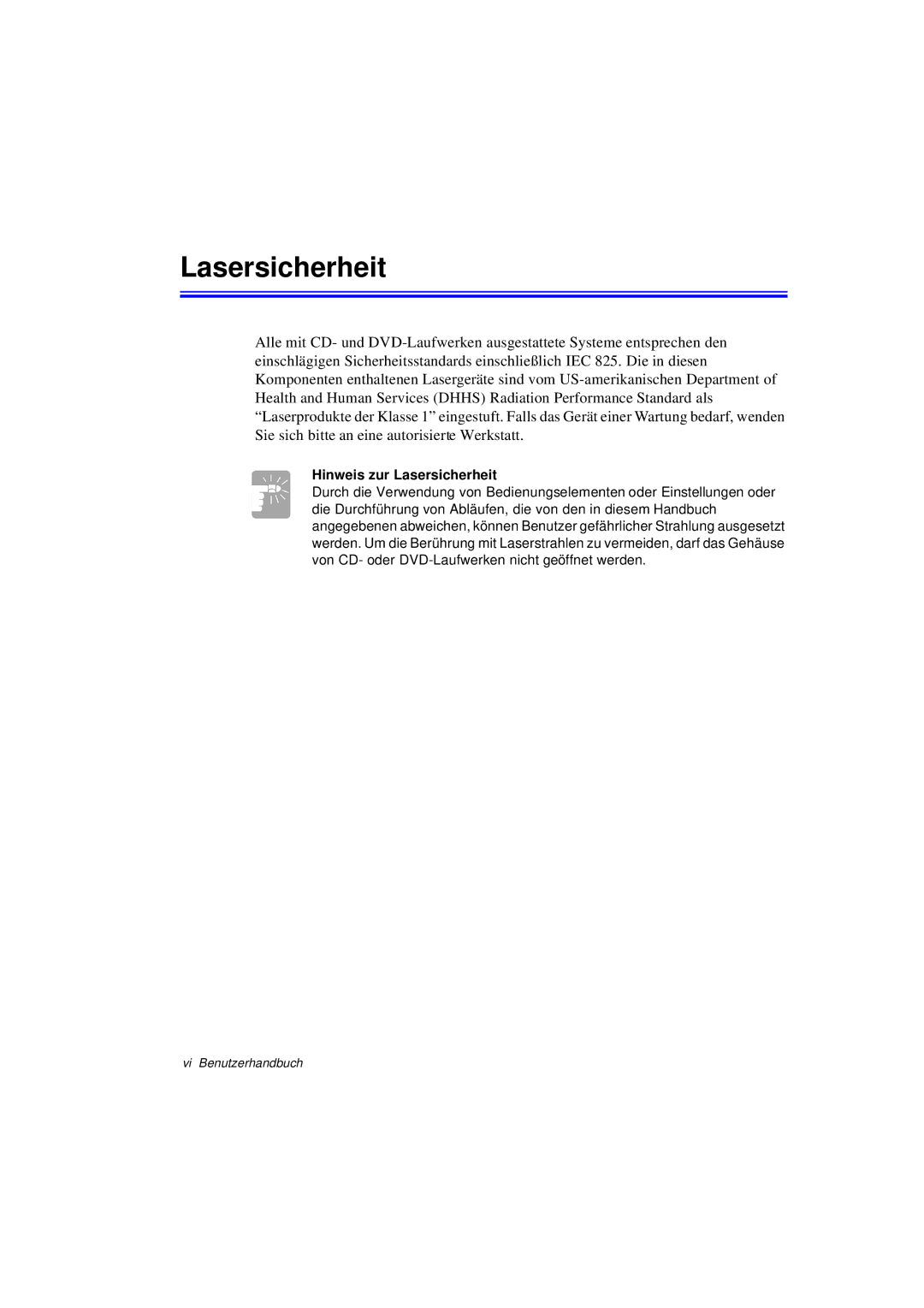 Samsung N760GR2004/SEG, N760GR2003/SEG, N760FS2023/SEG, N760FS2022/SEG, N760FR2001/SEG manual Hinweis zur Lasersicherheit 