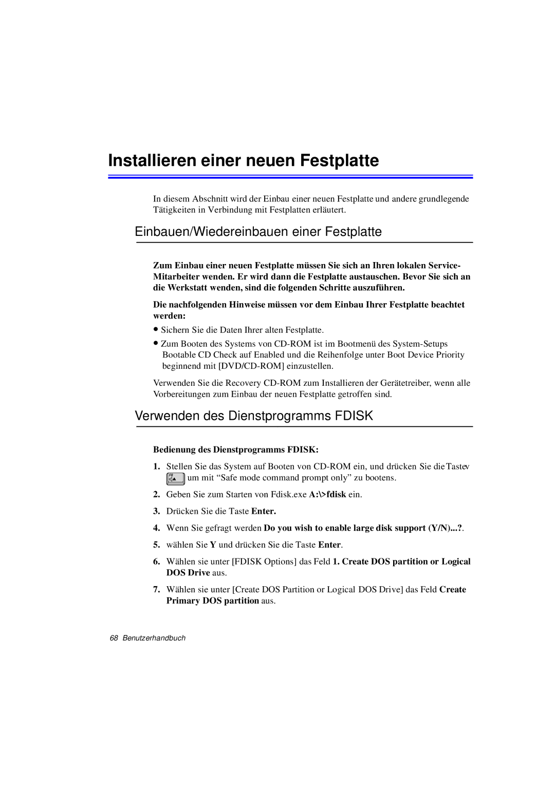 Samsung N760FS2100/SEG, N760GR2003/SEG manual Installieren einer neuen Festplatte, Einbauen/Wiedereinbauen einer Festplatte 