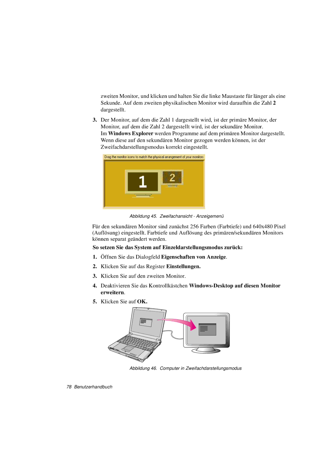 Samsung N760PJ2006/SEG, N760GR2003/SEG, N760FS2023/SEG manual So setzen Sie das System auf Einzeldarstellungsmodus zurück 