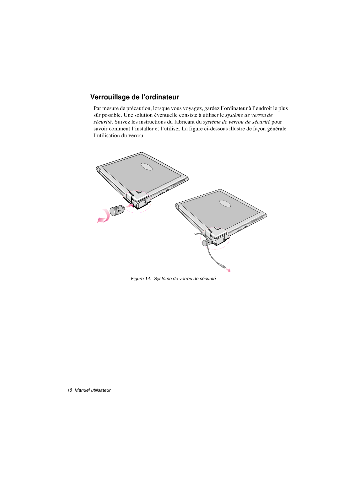 Samsung N760GR2004/SUK, N760PJ2008/SEF manual Verrouillage de l’ordinateur, Système de verrou de sécurité Manuel utilisateur 