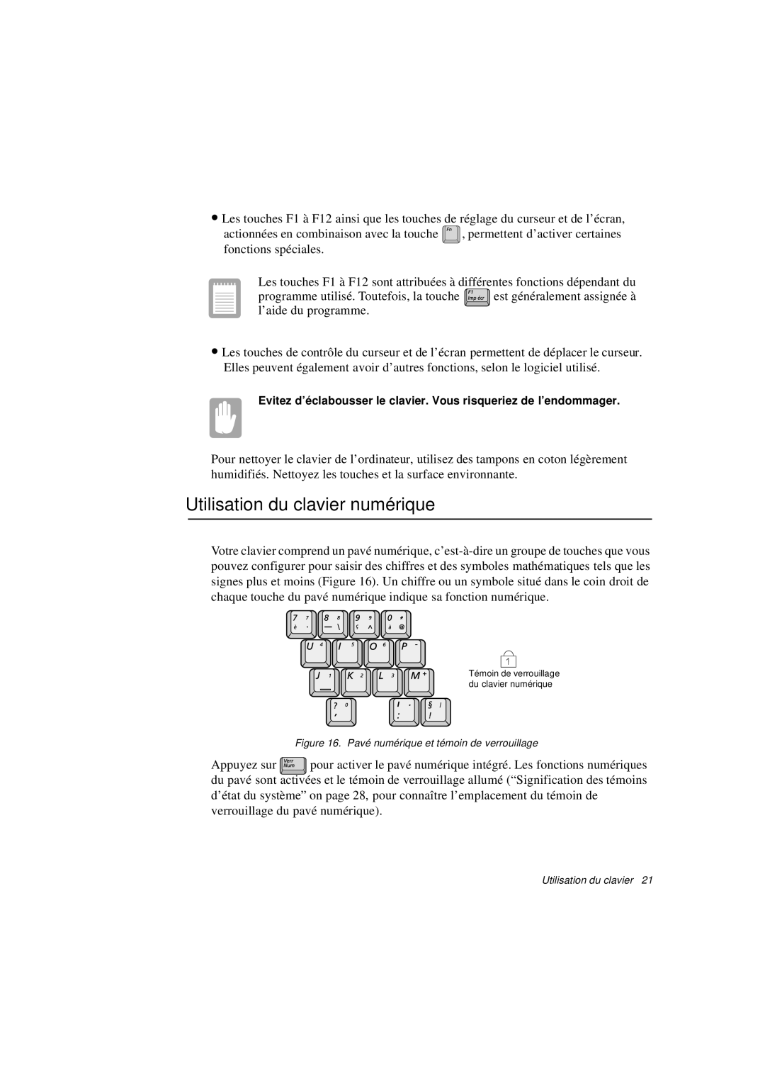 Samsung N760GN2002/SEF, N760PJ2008/SEF manual Utilisation du clavier numérique, Pavé numérique et témoin de verrouillage 