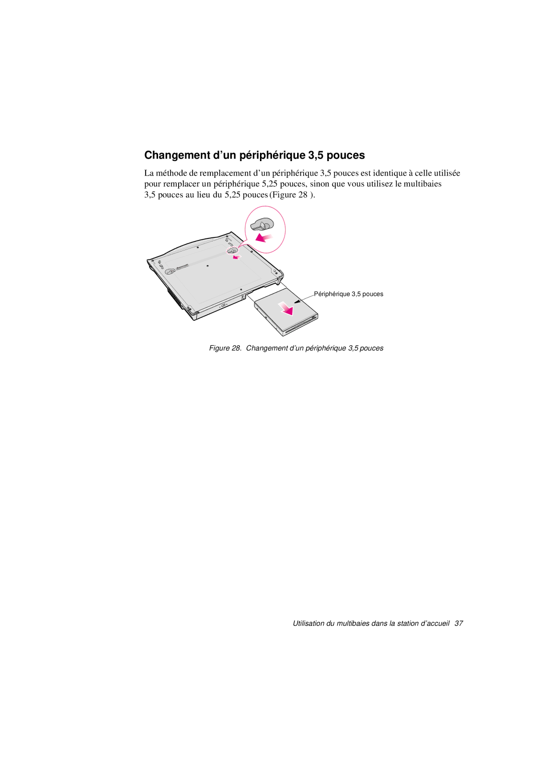 Samsung N760GN2006/SEF, N760PJ2008/SEF, N760PJ2005/SEF, N760GR2Z08/SEF manual Changement d’un périphérique 3,5 pouces 