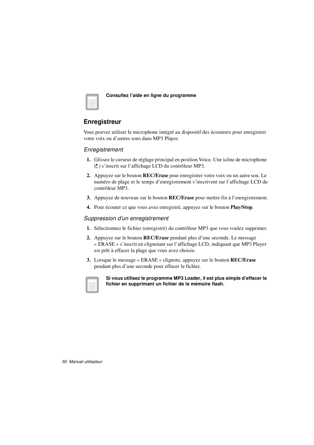 Samsung N760PJ2004/SUK, N760PJ2008/SEF, N760PJ2005/SEF, N760GR2Z08/SEF Enregistreur, Consultez l’aide en ligne du programme 