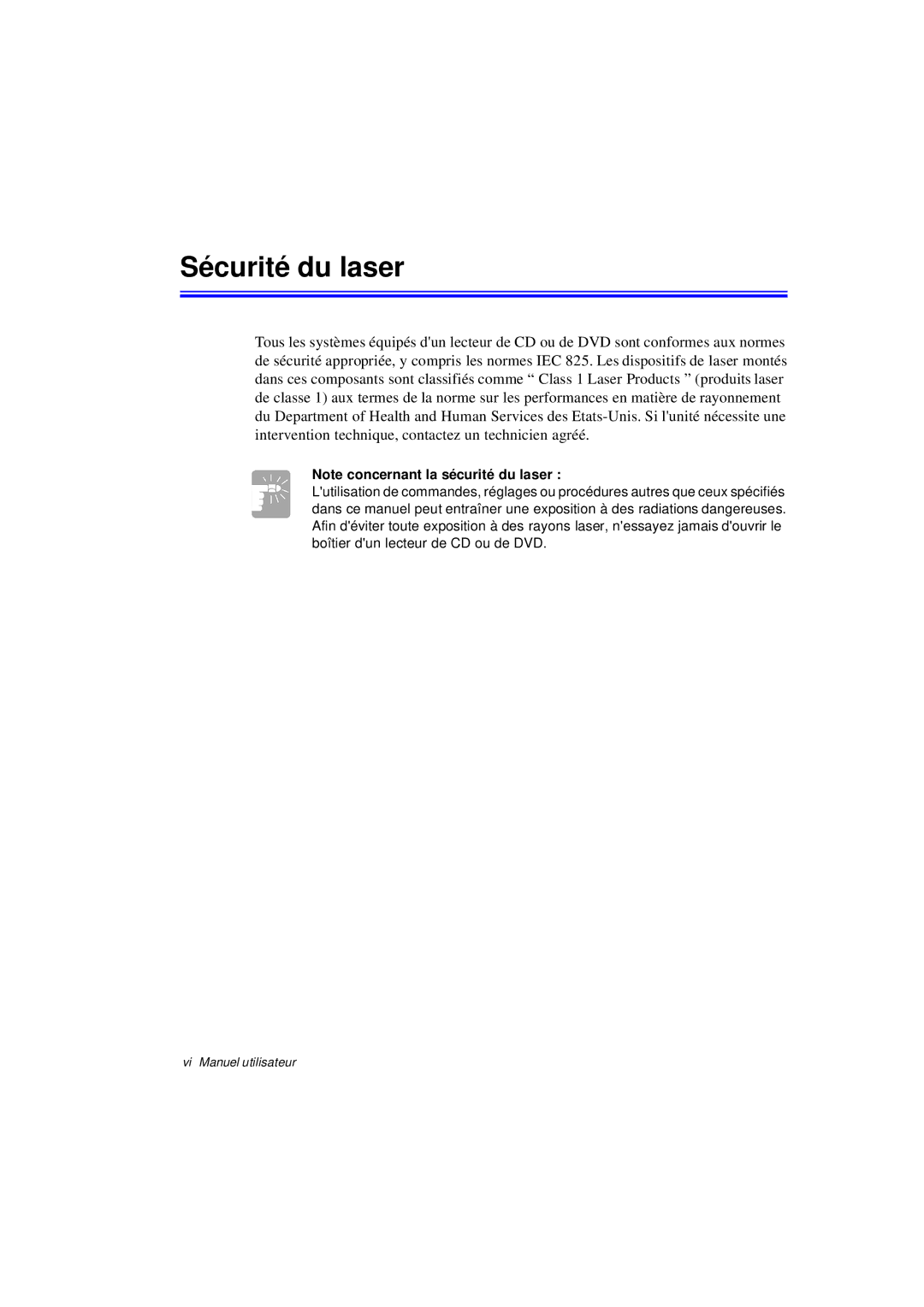 Samsung N760FN2022/SEF, N760PJ2008/SEF, N760PJ2005/SEF, N760GR2Z08/SEF, N760GR2004/SEF, N760FS2024/SEF manual Sécurité du laser 