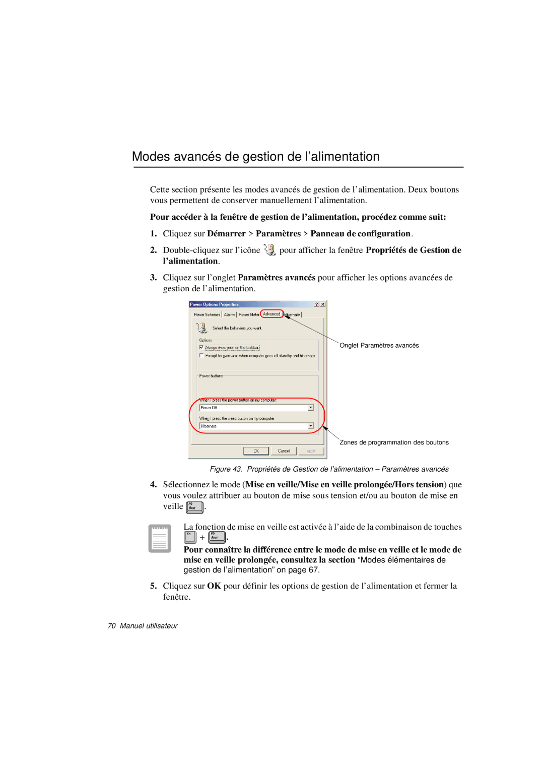 Samsung N760FR2101/SEF, N760PJ2008/SEF, N760PJ2005/SEF, N760GR2Z08/SEF manual Modes avancés de gestion de l’alimentation 