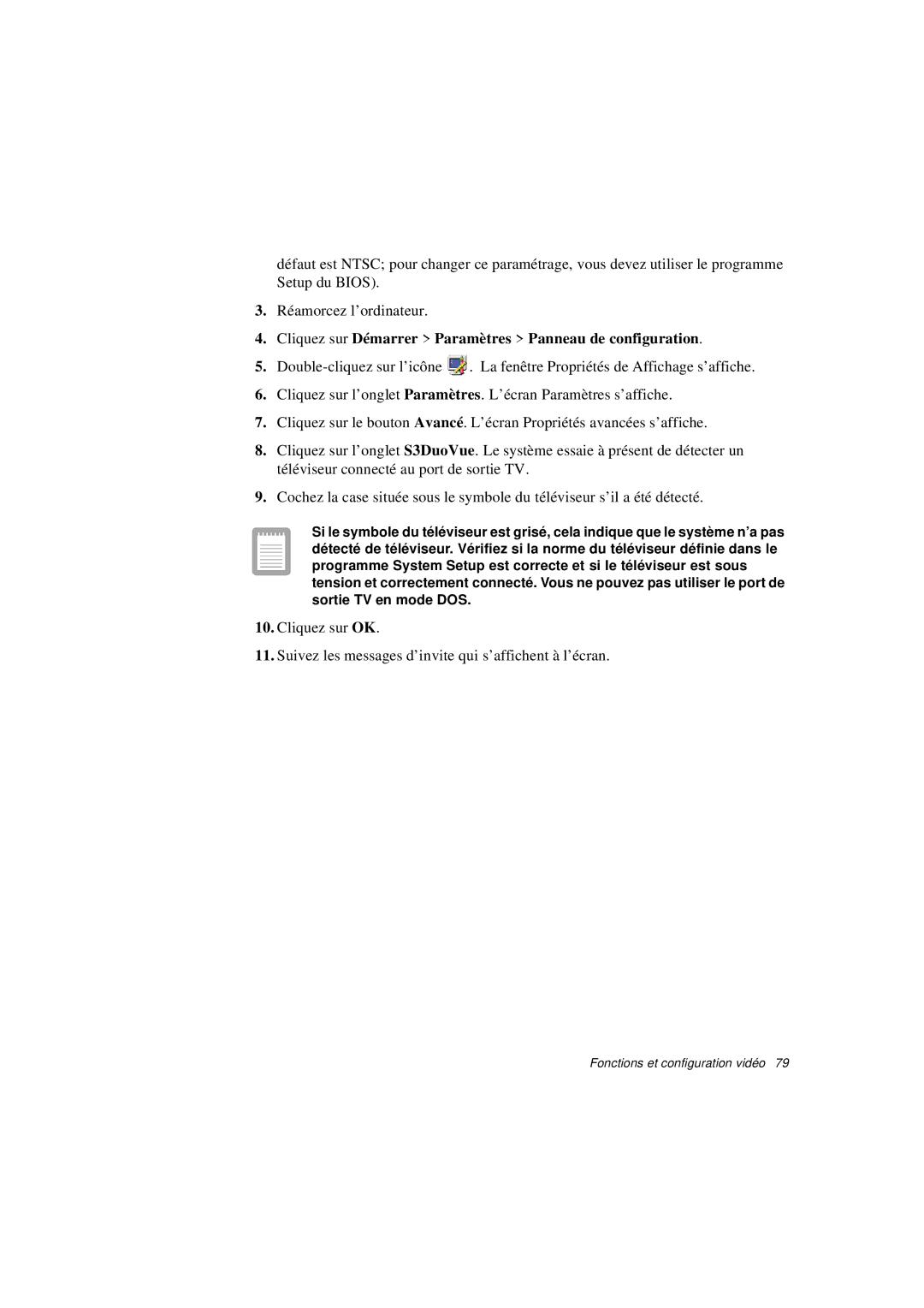 Samsung N760FR2000/SEF, N760PJ2008/SEF, N760PJ2005/SEF manual Cliquez sur Démarrer Paramètres Panneau de configuration 