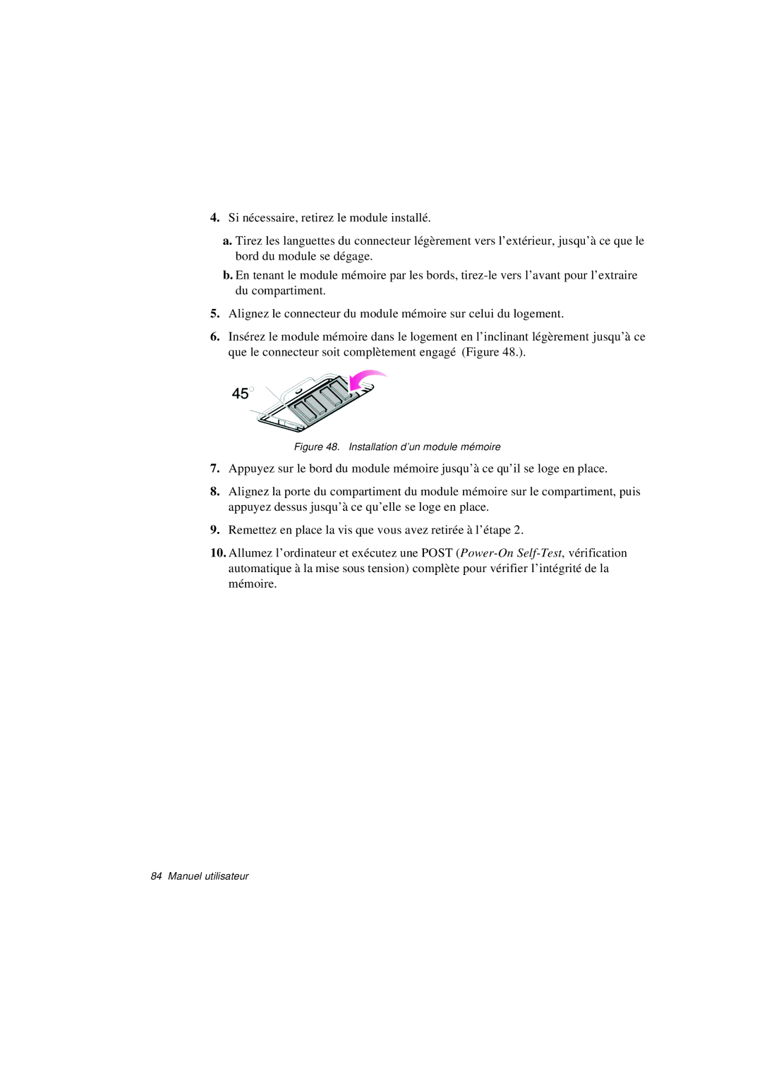 Samsung N760GN2001/SEF, N760PJ2008/SEF, N760PJ2005/SEF, N760GR2Z08/SEF, N760GR2004/SEF manual Installation d’un module mémoire 